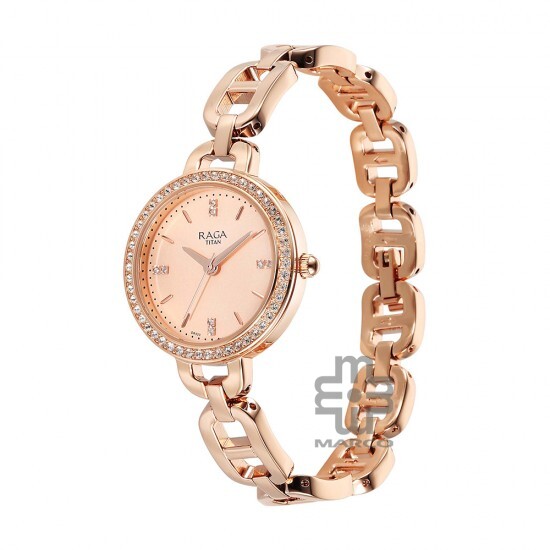 Titan Raga Showstopper 95305WM01 Rose Gold Dial Metal Strap Quartz Women's Watch