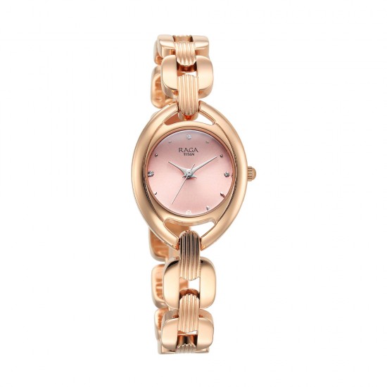 Titan Raga Showstopper 95306WM01 Pink Dial Metal Strap Quartz Women's Watch