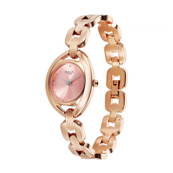 Titan Raga Showstopper 95306WM01 Pink Dial Metal Strap Quartz Women's Watch