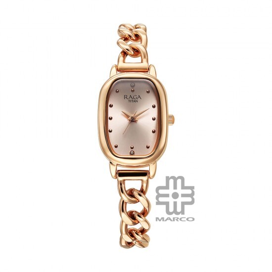 Titan Raga Showstopper 95309WM01 Rose Gold Dial Metal Strap Quartz Women's Watch