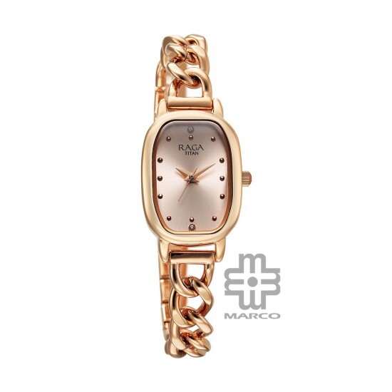 Titan Raga Showstopper 95309WM01 Rose Gold Dial Metal Strap Quartz Women's Watch