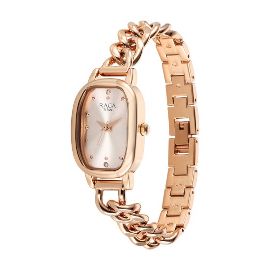 Titan Raga Showstopper 95309WM01 Rose Gold Dial Metal Strap Quartz Women's Watch