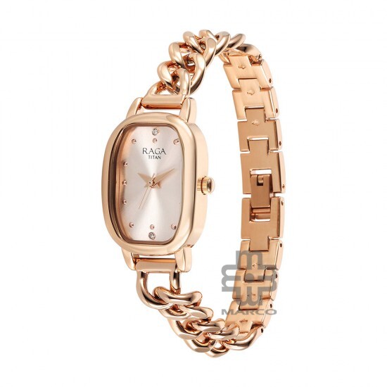 Titan Raga Showstopper 95309WM01 Rose Gold Dial Metal Strap Quartz Women's Watch