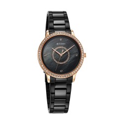 Titan Glamour 95314KM01 Black Dial Stainless Steel Strap Quartz Women's Watch