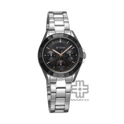 Titan Glamour 95315KM01 Black Dial Stainless Steel Strap Quartz Women's Watch