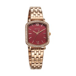 Titan Purple Metro 95323WM01 Red Dial Stainless Steel Strap Quartz Women's Watch
