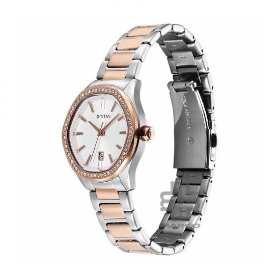 Titan Glamour 95326KM01 Silver Dial Stainless Steel Strap Quartz Women's Watch