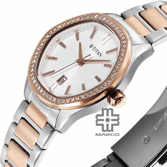 Titan Glamour 95326KM01 Silver Dial Stainless Steel Strap Quartz Women's Watch
