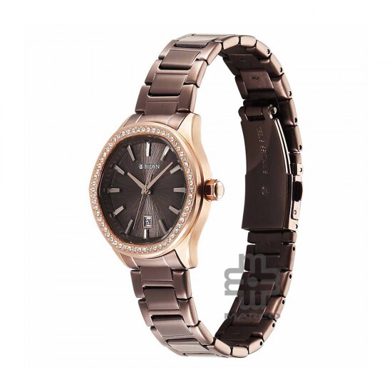 Titan Glamour 95326KM02 Brown Dial Stainless Steel Strap Quartz Women's Watch