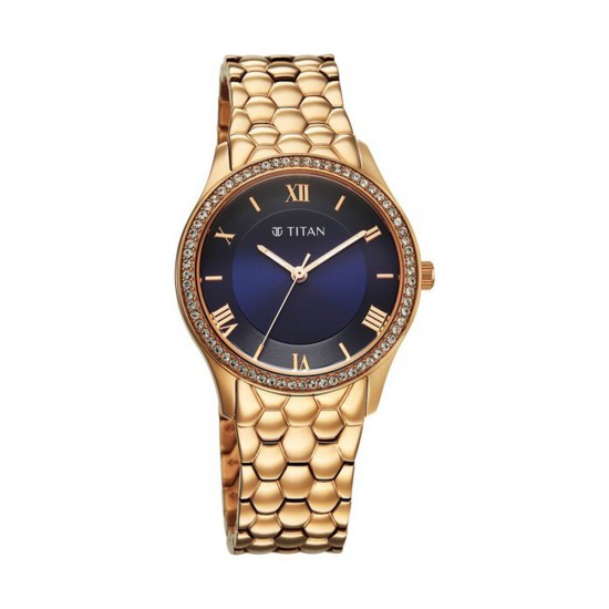 Titan Glamour 95373WM01 Blue Dial Stainless Steel Strap Quartz Women's Watch