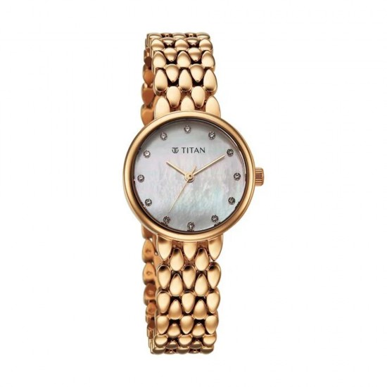 Titan Glamour 95374WM01 Mother of Pearl Dial Stainless Steel Strap Quartz Women's Watch