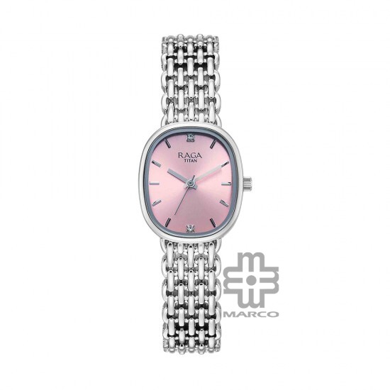 Titan Raga Spotlight 95430SM01 Pink Dial Metal Strap Quartz Women's Watch
