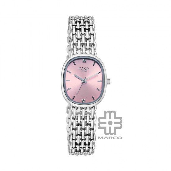 Titan Raga Spotlight 95430SM01 Pink Dial Metal Strap Quartz Women's Watch