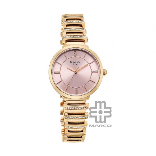 Titan Raga Spotlight 95431WM01 Pink Dial Metal Strap Quartz Women's Watch