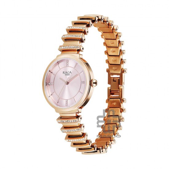 Titan Raga Spotlight 95431WM01 Pink Dial Metal Strap Quartz Women's Watch
