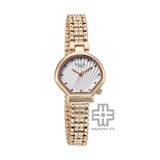 Titan Raga Spotlight 95432WM01 White Dial Metal Strap Quartz Women's Watch