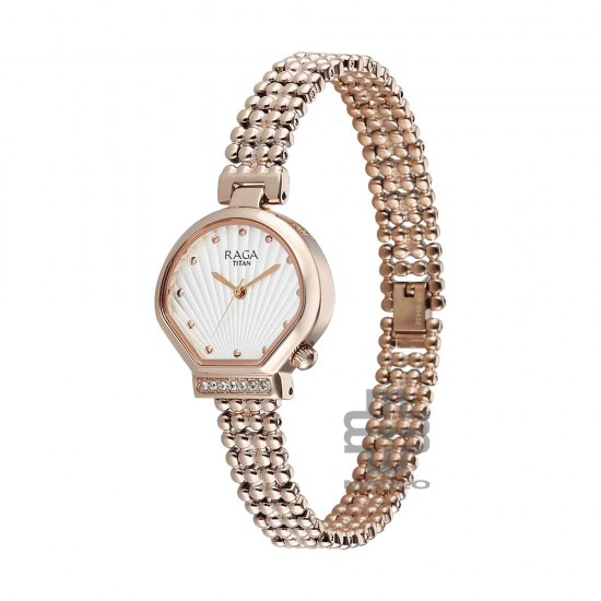 Titan Raga Spotlight 95432WM01 White Dial Metal Strap Quartz Women's Watch