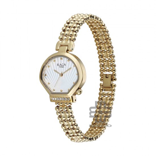 Titan Raga Spotlight 95432YM01 White Dial Metal Strap Quartz Women's Watch