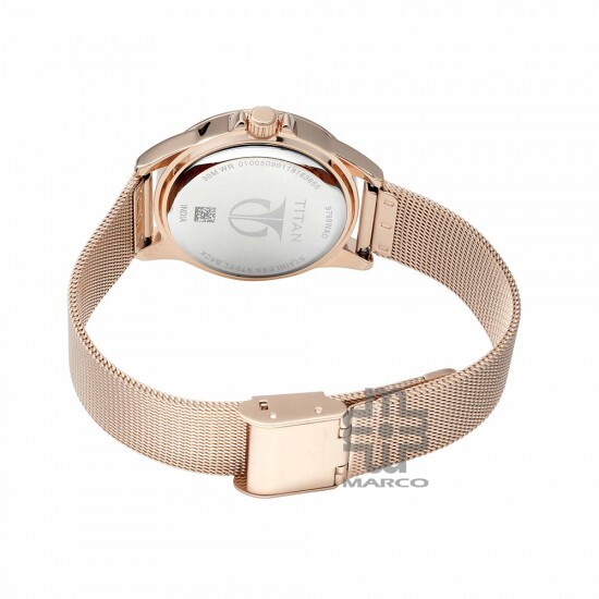 Titan Quartz 9798WM04 Pink Dial Stainless Steel Strap Women Watch