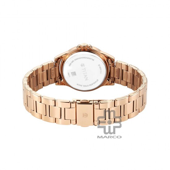 Titan Quartz 9798WM05 Pink Dial Stainless Steel Strap Women Watch