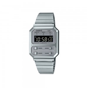 Casio Vintage A100WE-7B Silver Stainless Steel Band Youth Watch
