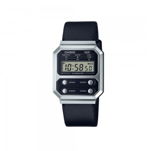Casio Vintage A100WEL-1A Black Leather Band Youth Watch
