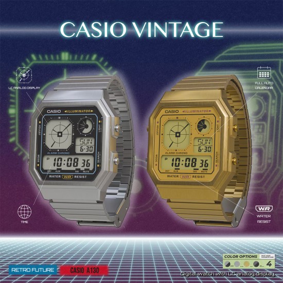 Casio Vintage A130WE-7ADF Stainless Steel Band Men Watch Casio Vintage A130WE-7ADF Stainless Steel Band Men Watch
