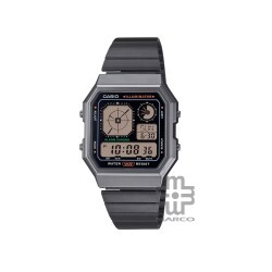 Casio Vintage A130WEGG-1A Black Stainless Steel Band Men Watch