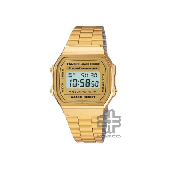Casio Vintage A168WG-9W Gold Stainless Steel Band Men Watch / Women Watch