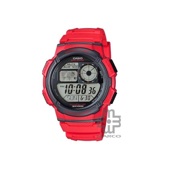 Casio General AE-1000W-4AV Red Resin Band Men Watch