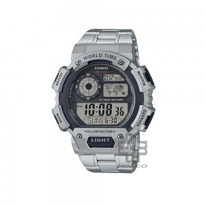 Casio General AE-1400WHD-1AV Silver Stainless Steel Band Men Watch