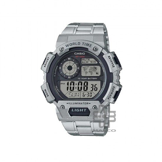 Casio General AE-1400WHD-1AV Silver Stainless Steel Band Men Watch Casio General AE-1400WHD-1AV Silver Stainless Steel Band Men Watch