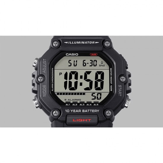 Casio General AE-1600H-1AV Black Resin Band Men Watch Casio General AE-1600H-1AV Black Resin Band Men Watch