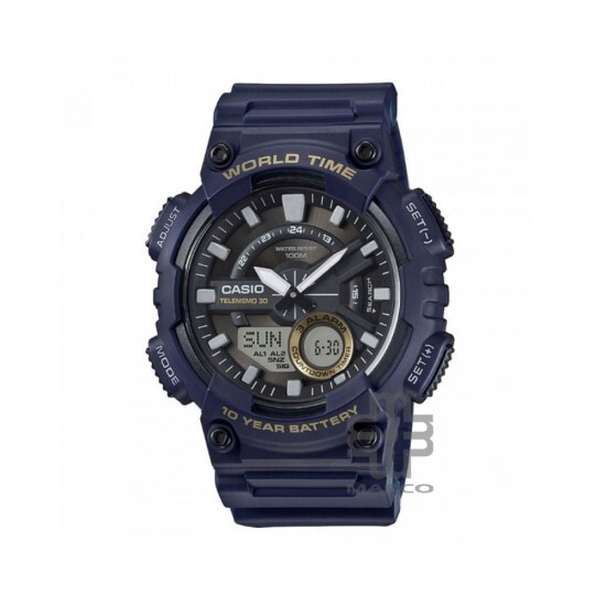 Casio General AEQ-110W-2AV Navy Blue Resin Band Men Watch Casio General AEQ-110W-2AV Navy Blue Resin Band Men Watch
