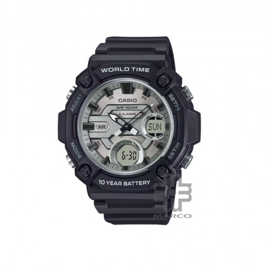 Casio General AEQ-120W-7AV Black Resin Band Men Watch