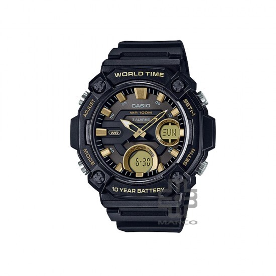Casio General AEQ-120W-9AV Black Resin Band Men Youth Watch Casio General AEQ-120W-9AV Black Resin Band Men Youth Watch