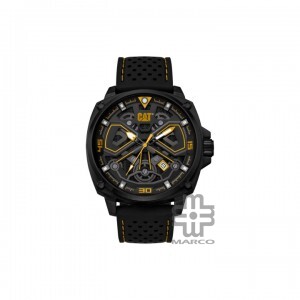 Caterpillar Tokyo AJ-161-21-127 Black Yellow Silicone Analog Watch | 3 Hand Movement | 44MM | 2Y Warranty