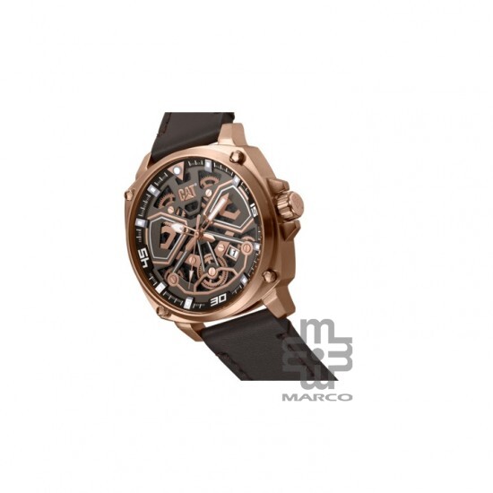 Caterpillar Tokyo AJ-191-35-129 Black Rose Gold Leather Analog Watch | 3 Hand Movement | 44MM | 2Y Warranty