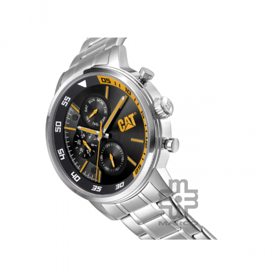 Caterpillar Sail AK-149-11-127 | Black & Yellow Stainless Steel | Analog Watch | Multi Movement | 46MM | 2Y Warranty