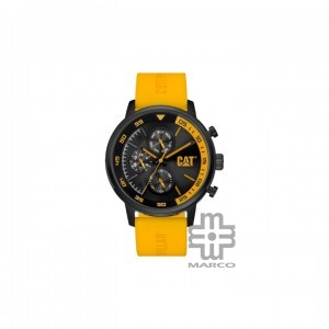 Caterpillar Sail AK-169-27-127 Black Yellow Silicone Analog Watch | Multi Movement | 46MM | 2Y Warranty
