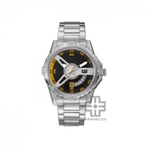 Caterpillar Newport AM-141-11-122 | Black Yellow Stainless Steel | Analog Watch | 3 Hand Movement | 44MM | 2Y Warranty