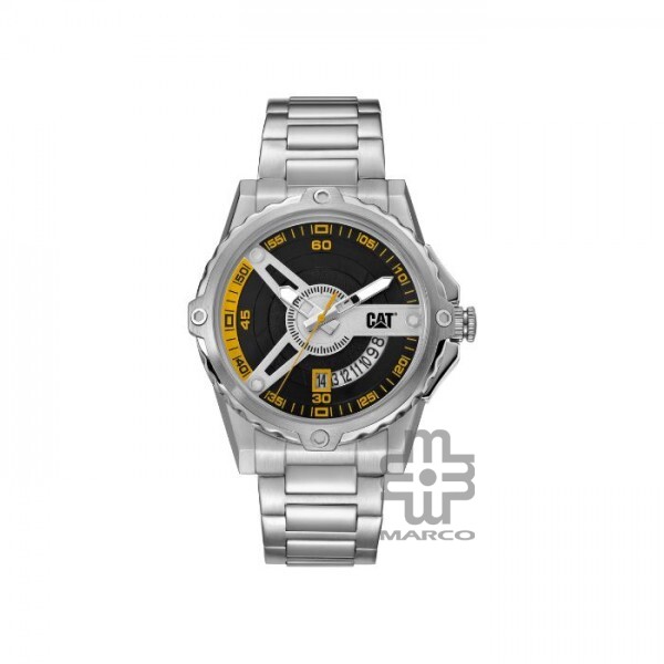 Caterpillar Newport AM-141-11-122 | Black Yellow Stainless Steel | Analog Watch | 3 Hand Movement | 44MM | 2Y Warranty