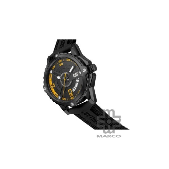 Caterpillar Newport AM-161-21-122 Black Yellow Silicone Analog Watch | 3 Hand Movement | 44MM | 2Y Warranty