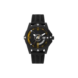 Caterpillar Newport AM-161-21-122 Black Yellow Silicone Analog Watch | 3 Hand Movement | 44MM | 2Y Warranty