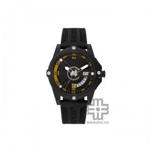 Caterpillar Newport AM-161-21-122 Black Yellow Silicone Analog Watch | 3 Hand Movement | 44MM | 2Y Warranty