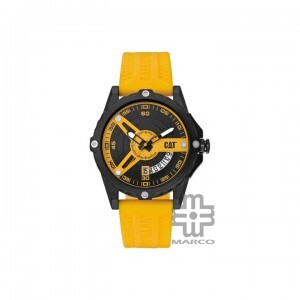 Caterpillar Newport AM-161-27-127 Black Yellow Silicone Analog Watch | 3 Hand Movement | 44MM | 2Y Warranty