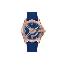 Caterpillar Newport AM-191-26-629 Blue Rose Gold Silicone Analog Watch | 3 Hand Movement | 44MM | 2Y Warranty