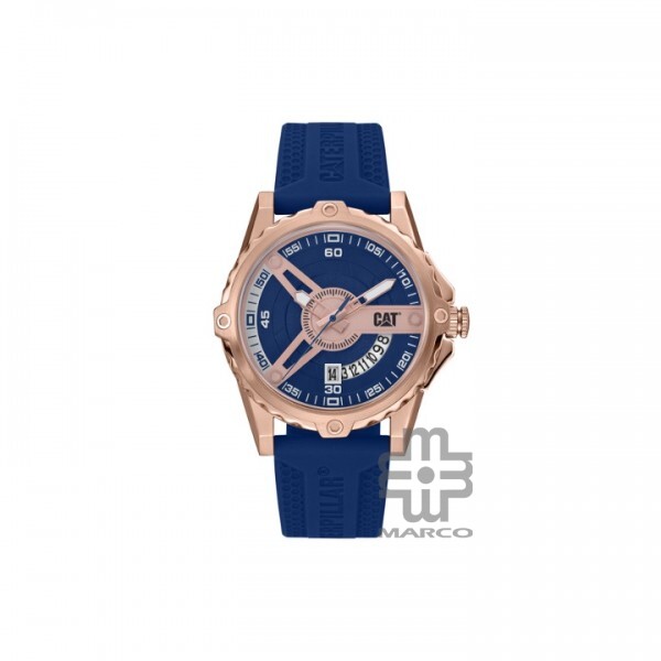 Caterpillar Newport AM-191-26-629 Blue Rose Gold Silicone Analog Watch | 3 Hand Movement | 44MM | 2Y Warranty