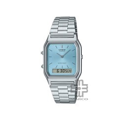 Casio Vintage AQ-230A-2A1 Silver Stainless Steel Band Men Watch / Women Watch