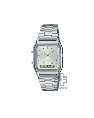 Casio Vintage AQ-230A-7AMQY Silver Stainless Steel Band Men Watch / Women Watch